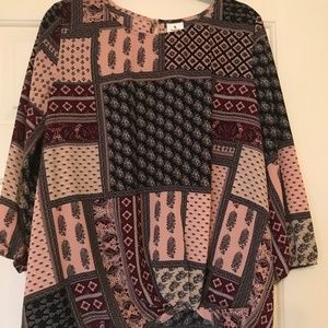 Dress Barn NWOT colorblock, knot bottom blouse